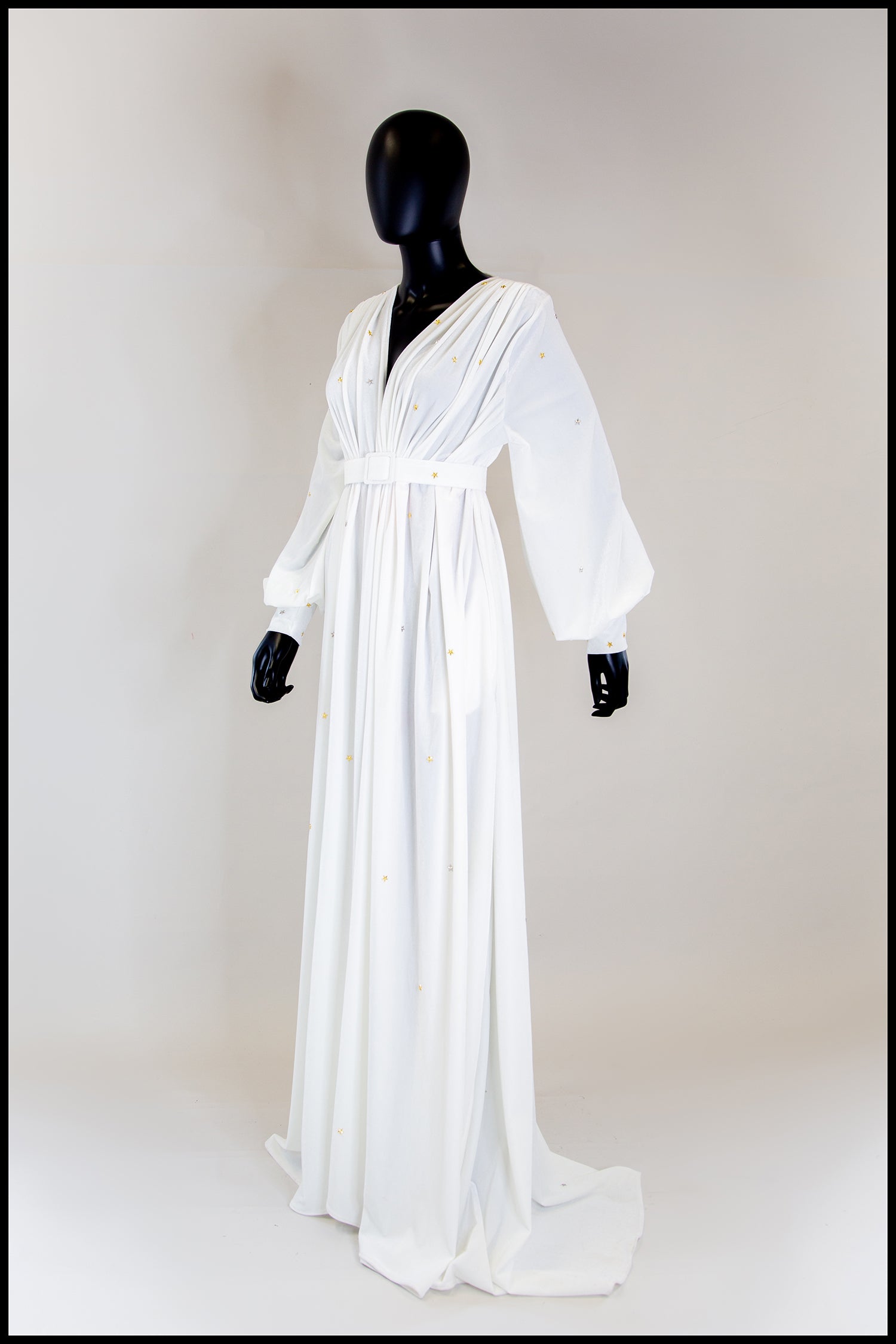 Vamp - Star Studded Ivory Velvet Gown ...